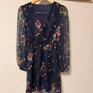 NWT Cupshe Women's Realm Of Sky floral print chiffon A-line mini